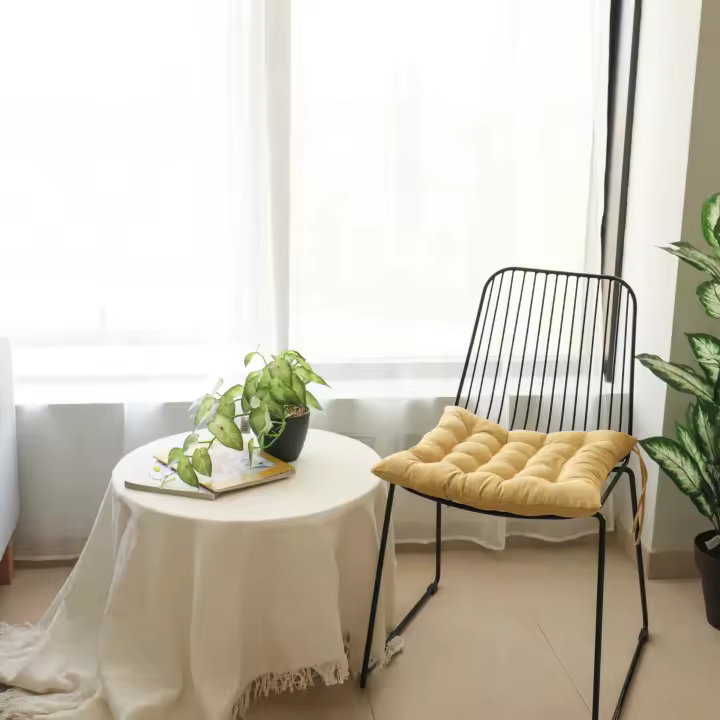 GREATOYAR Cojin para Silla, Cojín Decorativo con Correas de Sujeción, Cojin Cuadrado de Imitación de Lino, Decoración de Jardín Casa Terraza, Fabricado en España, 40x40x5cm, 2 Unidades - 1