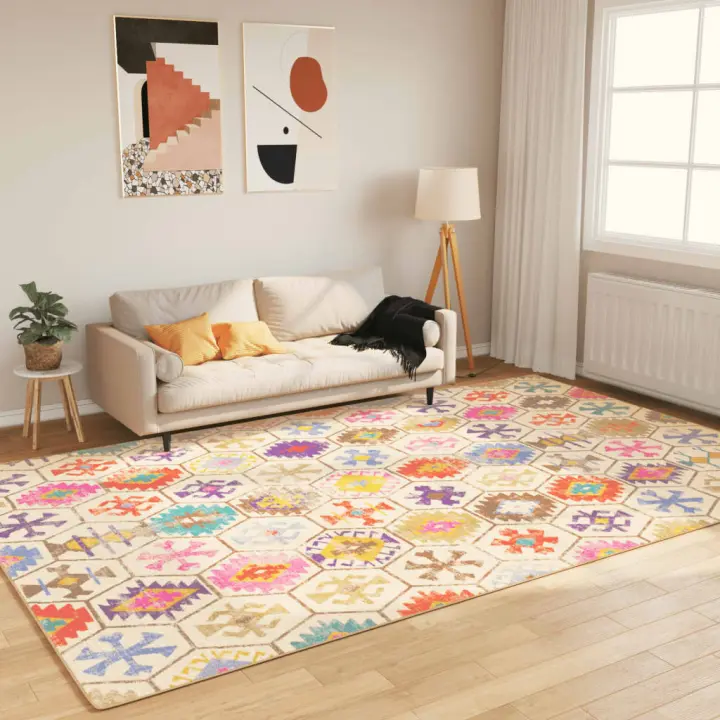 vidaXL Alfombra lavable antideslizante multicolor 190x300 cm - 1
