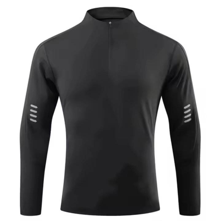 Camiseta Deportiva Para Hombres 2024 Con Cierre Y Cuello Redondo Manga Larga Transpirable Para Entrenamiento Y Baloncesto Ropa De Exterior - 1