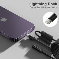 Endoscopio para iPhone, ILIHOME Cámara de Inspección con Lente de 5,5mm para, 2 Metros de Cable Semirrígido Boroscopio IP68 Impermeable 2 M - details 0