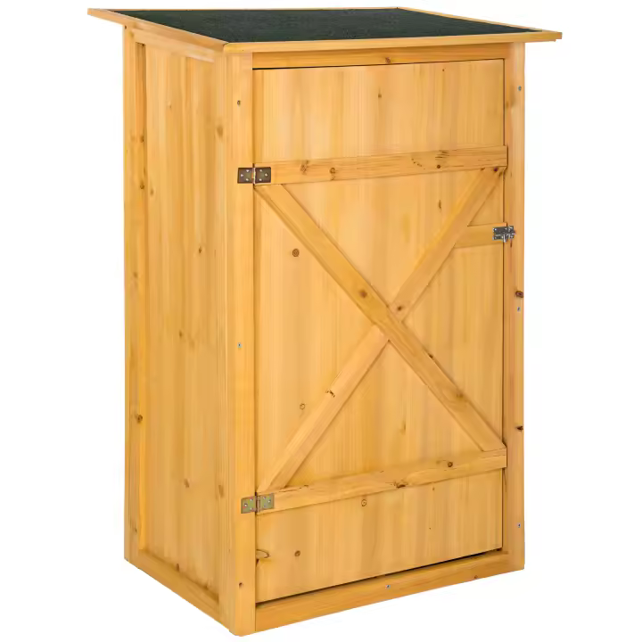 Tectake - Armario de jardín Taman con tejado plano | Tejado plano con cubierta bituminosa | Madera de coníferas impregnada | Práctico espacio de almacenamiento - 1