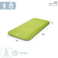 INTEX - Colchón inflable individual, camping Mat, 76x191x17 cm, construcción Fiber-tech, hinchador eléctrico incluido, fabricado con TPU reciclable, cama plegable inflable, colchón de aire - details 3