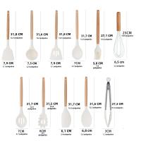Juego De Utensilios De Cocina De Silicona 12 Piezas Antideslizantes Con Manos De Madera Incluye Shovel Accesorios Especiales Para La Cocina - details 1