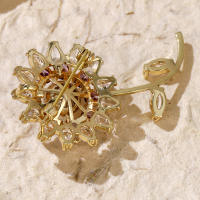 Broche De Flor Dorada Con Zirconia Joyería De Novia Lujo Accesorios Para Mujer Regalos Para Damas De Honor Adornos Elegantes Para Bodas - details 23