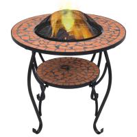 vidaXl Brasero de mosaico cerámica y blanco 68 cm en color Negro/Terracota/Terracota y blanco y más - details 1