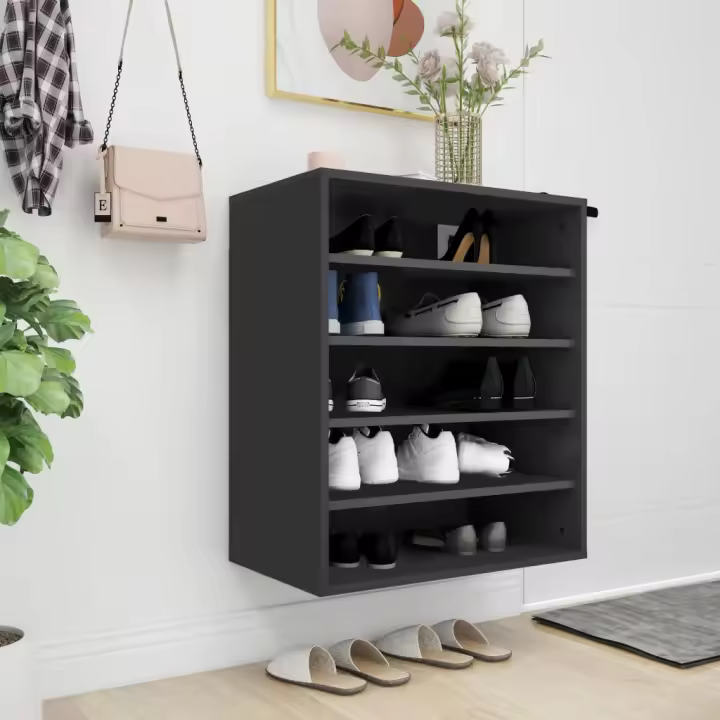 vidaXL Mueble zapatero de madera contrachapada negro 60x35x70 cm - 1