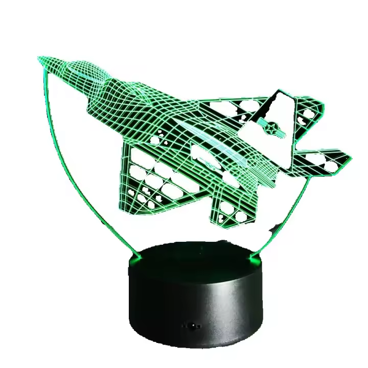 Lámpara De Escritorio LED 3D Ilusión De Avión Luz Nocturna Colorida Para Ambiente De Hogar Y Oficina Iluminación Táctil DC 5V - 1