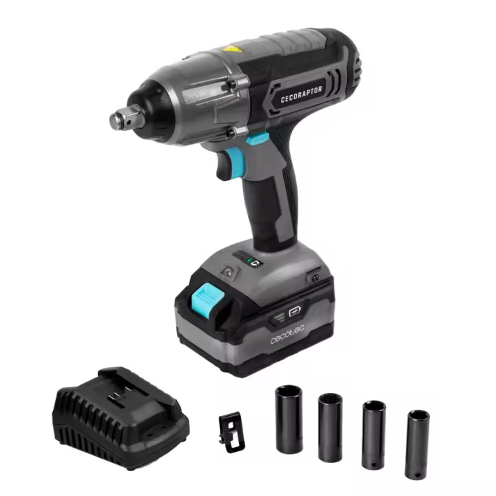 Cecotec CecoRaptor Impact 4020 Ultra. Llave de Impacto sin Cables con Batería 20V y 4000mAh, Velocidad sin Carga 2300 RPM, Ratio de Impacto 3000 BPM, Torque máx 400 NM, Portabrocas - 1