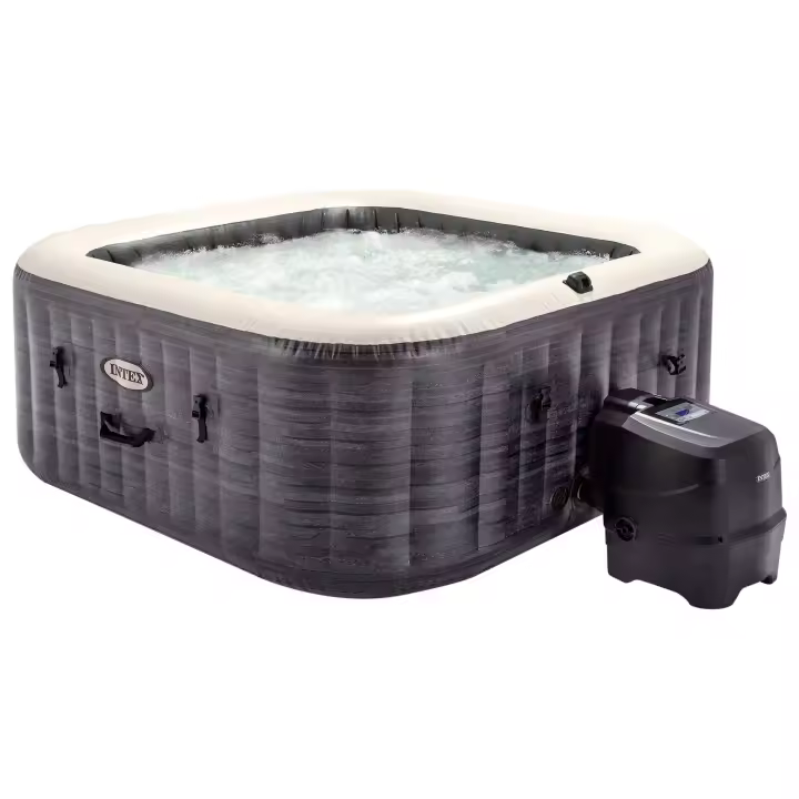 Spa hinchable exterior e interior INTEX para 4 personas, Medidas 175x175cm, material PVC Lam,  capacidad 795 litros, temperatura del agua 10º- 40º, bañera portátil inflable, con accesorios incluidos - 1
