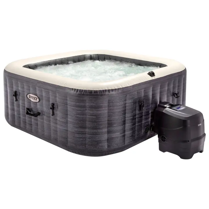 Spa hinchable exterior e interior INTEX para 4 personas, Medidas 175x175cm, material PVC Lam,  capacidad 795 litros, temperatura del agua 10º- 40º, bañera portátil inflable, con accesorios incluidos - 1