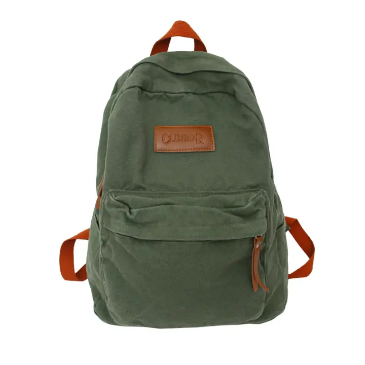 Mochila de lona verde para ordenador portátil para hombre y mujer, morral de viaje a la moda, ideal para estudiantes - 1