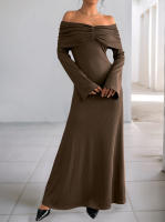 Vestido De Hombro Solo En Color Sólido Para Mujeres Vestido Delgado De Verano 2025 Para Comercio Transfronterizo En Europa Y América - details 4