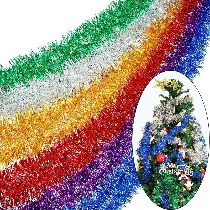 Cinta de decoración navideña, adornos de guirnalda, tiras de colores para árbol de Navidad, Bar, Tops, fiesta de boda, decoración de la habitación del hogar, 2M - details 0