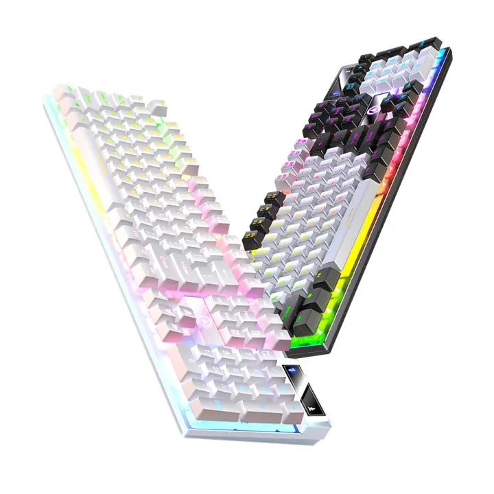 Teclado Gaming K500 Con Keycaps Blanco Y Rosa Mezclados 104 Teclas Cableado Para Laptop PC Estilo Mécanico Interfaz USB - 1