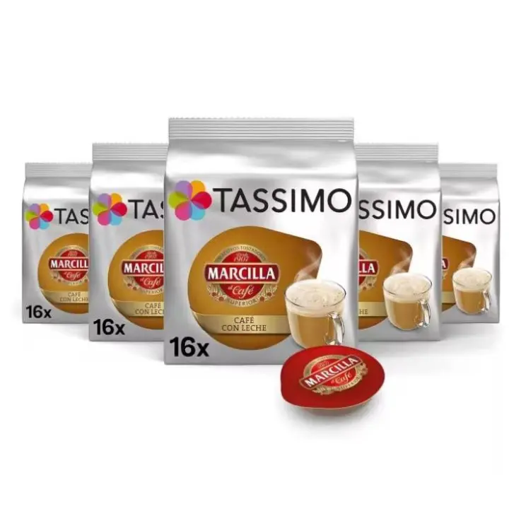 TASSIMO Marcilla café con leche estuche 16 cápsulas - CAJA de 5 Estuches Total 80 Capsulas - 1
