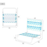 Aktive - Silla baja plegable de playa con respaldo, estructura de acero y asiento de poliéster, ligera y compacta, soporta hasta 110 kg, 47x48x50 cm, diseño azul, colección "Maldivas", sillas plegables - details 3