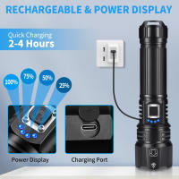 Linterna Táctica LED Recargable De Mayor Potencia Torcha Iluminación 3000M Con Carga USB Luz Ultra Potente Impermeable Y Resistente Al Choque - details 6