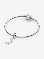 Pandora - Charm Colgante de Tortuga Marina Rosa de cristal de Murano - Plata de Lei - details 2