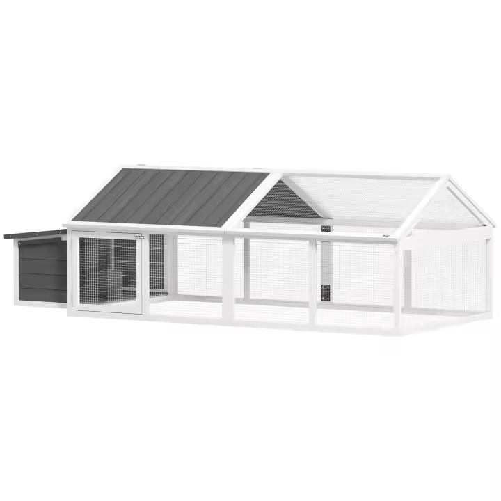 PawHut Gallinero de Madera Gallinero Grande de Exterior de 2 Pisos para 4-8 Gallinas con Techo Abatible Corral Puertas con Cerradura y Nido 240x112,5x76 cm - 1