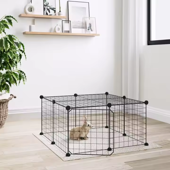 vidaXL Jaula para mascotas de 12 paneles puerta acero negro 35x35cm - 1