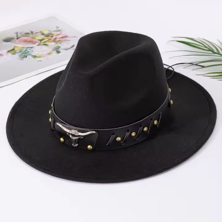 Gorro De Jazz De Lana Estilo Europeo Y Americano Para Hombres Y Mujeres Amantes Del Estilo Nacional Gorro De Pico Plano Con Visera De Cabeza De Vaca - 1