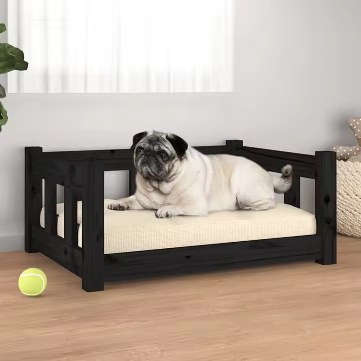 Cama para Perros Madera maciza de Pino Negro 65,5x50,5x28 cm - 1