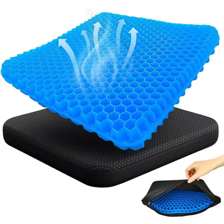 Cojin coxis Gel, Cojin antiescaras para Silla de Oficina Asiento para coxis ortopedico Apoyo Transpirable Cojin Ergonomico con Funda Antideslizante Cojín Postural para Coche, Oficina y Silla Ruedas - 1
