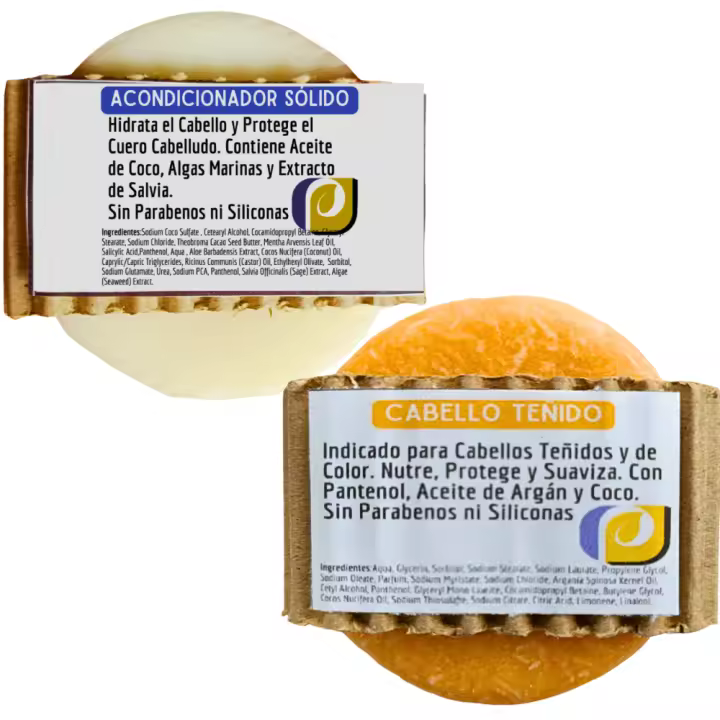 Acondicionador Sólido + Champú Sólido Cabellos Teñidos. Suaviza el Cabello y Nutre. Protege el Color y Limpia tu Cabello. Pumarshop Cinnia Natura - 1