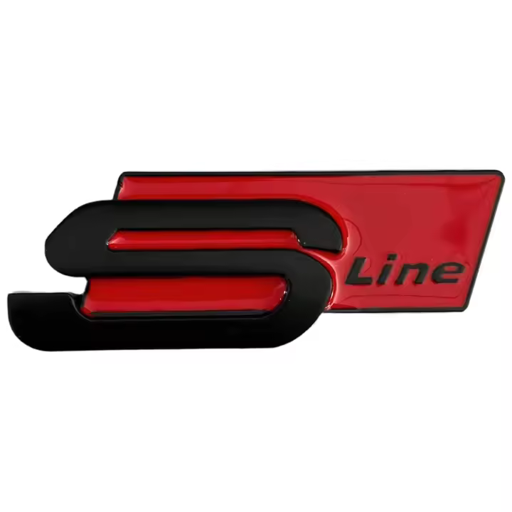 Emblema S Line Adhesivo Para Lateral Compatible Con Audi Negro Rojo - 1