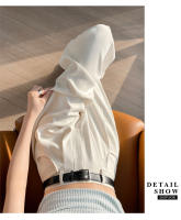 Pantalones Anchos De Pierna Con Cinturón Para Mujer Cintura Alta Elegante Minimalista Sueltos Ajustables Para Todas Las Estaciones - details 4