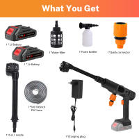 30bar Hidrolimpiadora Inalámbrica Portátil para Coche y Jardín, con Pistola 6en1, Espumador, 5m Manguera, 2xBaterías 1300mAh, para batería Makita de 18V - details 3