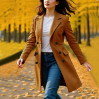 Nueva Chaqueta De Mujer De Invierno Con Manga Larga Y Cuello En V A-line Fashion Chaqueta De Trench Para Otoño Y Invierno - details 34