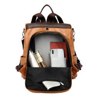 Mochila antirrobo de piel sintética para mujer, de gran capacidad bolso de hombro, de viaje, de marca famosa, a la moda - details 15