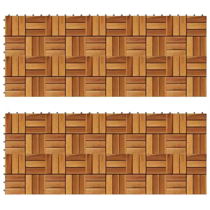 vidaXL Set Baldosas Decoración de Suelo Madera Acacia Terraza Balcón Habitación Color Gris,  Marrón, y mas - 1