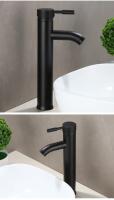 Grifo de baño de estilo minimalista negro, mezclador de agua fría y caliente, grifos de lavabo de acero inoxidable - details 7