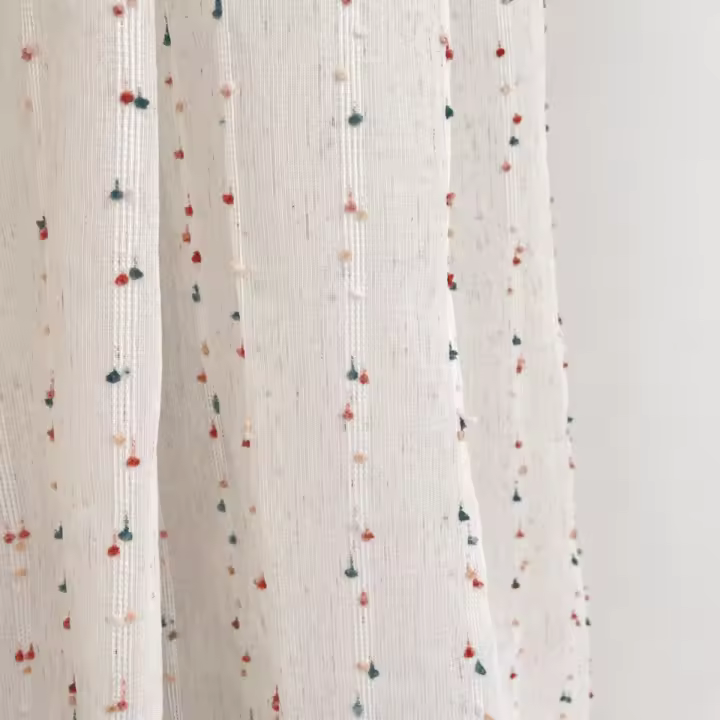 Cortina De Ventana Para Habitación De Niña Con Sensación Avanzada Y Diseño Arcoíris Hecha De Poliéster Y Lino Resistente a La Polvo Una Pieza Translúcida - 1