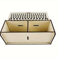 Caja De Almacenamiento De Madera YOMDID 1PC Herramienta De Cuero Organizador Soporte Para Pinceles De Pintura Multifuncional Para Herramientas De Manualidades - details 2