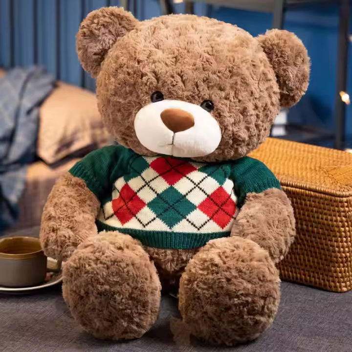 Oso De Peluche Suéter Lindo 45/55cm Juguete Abrazable Para Niños Y Niñas Compañero De Sueño Regalo De Cumpleaños Material De Algodón Relleno De Poliéster - 1