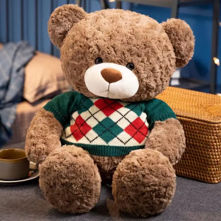 Oso De Peluche Suéter Lindo 45/55cm Juguete Abrazable Para Niños Y Niñas Compañero De Sueño Regalo De Cumpleaños Material De Algodón Relleno De Poliéster - 1
