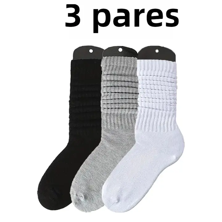 3 Pares De Calcetines De Pileta Para Mujer Calcetines De Color Sólido Blanco Comodidad Transpirabilidad Medio Longitud Moda Versátil - 1