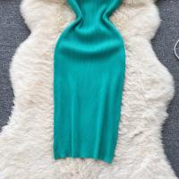 Vestido De Punto Para Mujer Con Cuello Redondo Y Manga Corta Ajustado Y Elegante Vestido De Verano Coreano De Calle Chic Vestido Corto De Dama - details 2