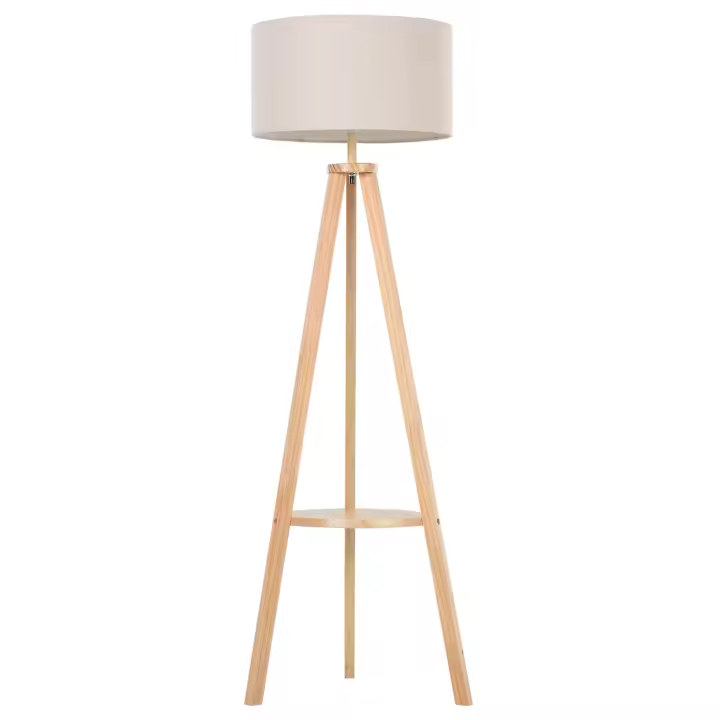 HOMCOM Lámpara de Pie Moderna para Dormitorio Estudio Salón con Luces E27 40W y Pulsador de Pie con Base Trípode Inoxidable 154cm - 1