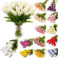 Juego De Flores Artificiales De Tulipán Para Decoración De Hogar Y Bodas Tocan Realidad Buena Vibración Regalo Para Amigo - details 0