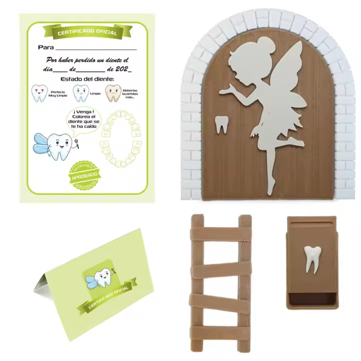 MFS Myfuturshop® Hada de los dientes Puerta mágica + Caja para el Diente + Escalera + 4 certificados de Diente Limpio. Regalo Original para niño y niña. - 1