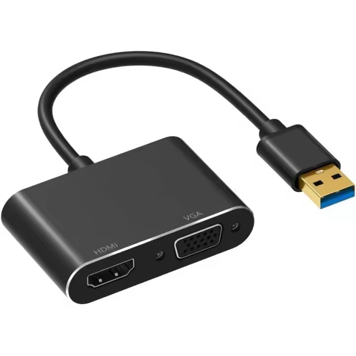 FGNS. Adaptador USB(3.0) a HDMI+VGA con salida de audio, convertidor USB a HDMI 1080P compatible con salida de sincronización HDMI y VGA para Windows 7/8/10 (sin MAC/Linux/Vista/Chrome) - 1