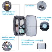 Bolsa de almacenamiento universal para cochecito de 14.6 x 12.2 x 7.5 pulgadas, bolsa grande impermeable para pañales de bebé, bolsa de almacenamiento para cochecito con portavasos y correas para los hombros, 4 maneras de llevar la mochila (gris) - details 2