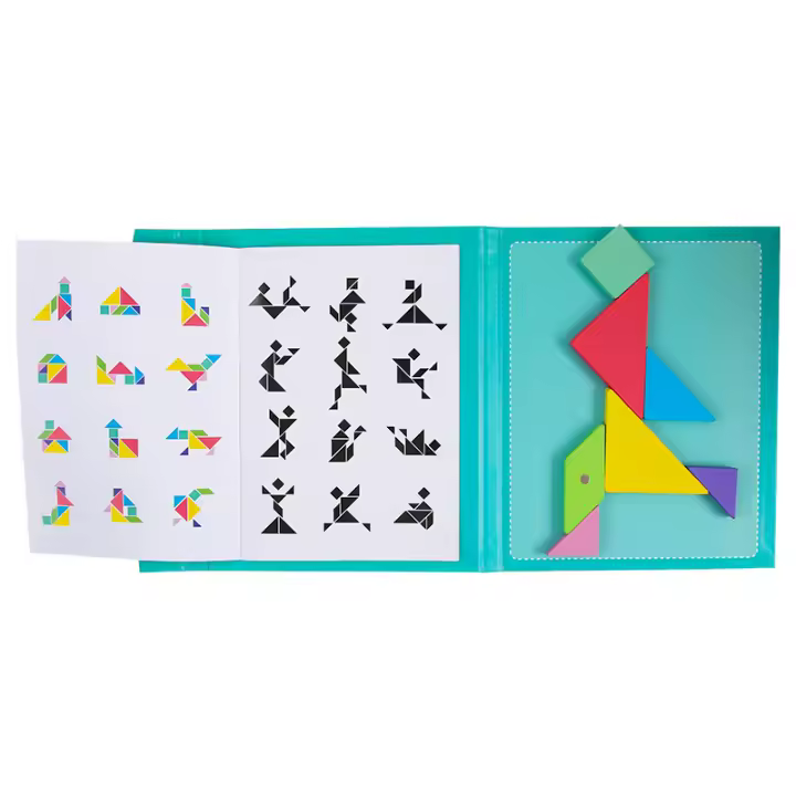 Rompecabezas Magnético 3D De Formas Geométricas Tablero Tangram Juguete Educativo Para Niños Montessori Madera Sin Químicos Peligrosos - 1