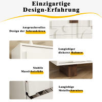 Aparador Moderno con Puertas de Diseño Geométrico, sin Tiradores, compartimentos con función Press and pop, ajustado para Comedor, Salón, patitas de Madera - details 1