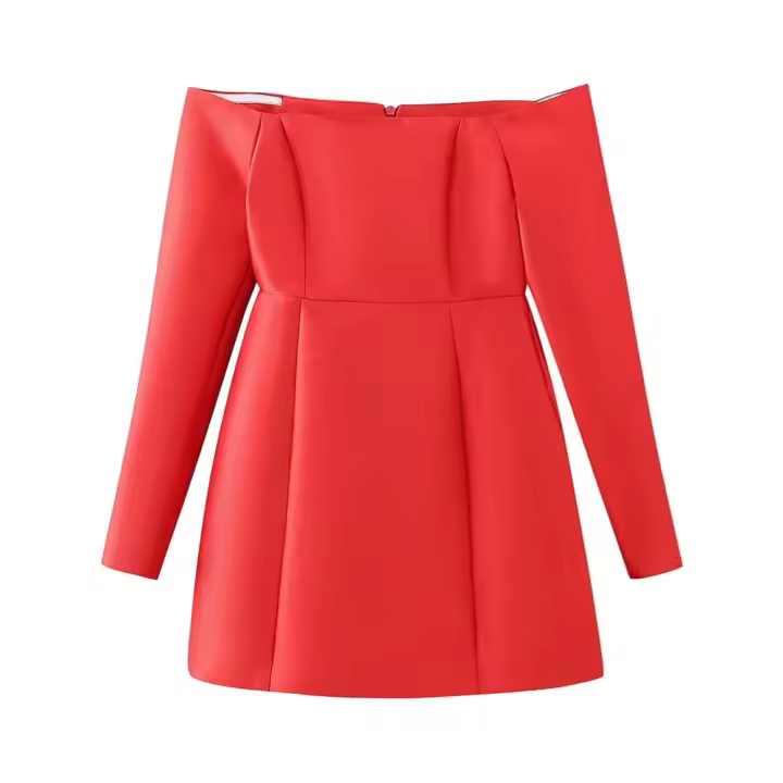 Vestido Mini De Hombro Solo Elegante Y Moda Para Mujer PB&ZA 2024 Primavera Ajustado Versátil Sin Mangas Cuello Abierto Cierre De Zipper - 1