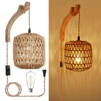 Lámpara De Pared De Rotura Led En Alambre Para Dormitorio Y Sala De Estar Luz Tejida Lámparas De Noche E27 Retro Decoración Interior Fijaciones - details 10